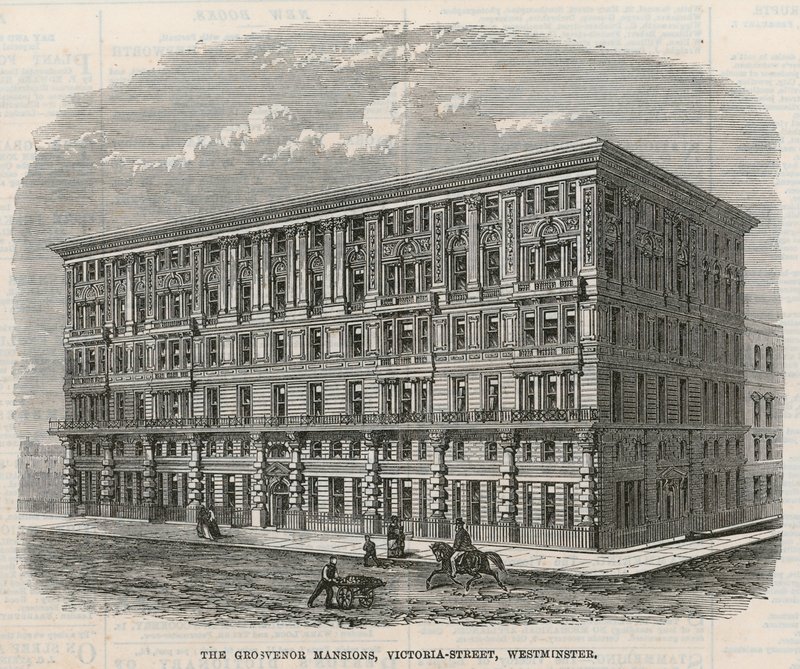De Grosvenor Mansions, Victoria Street, Westminster, Londen door English School