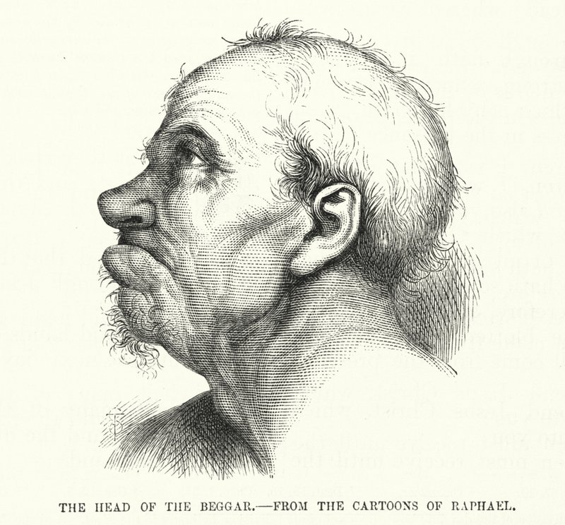 Het Hoofd van de Bedelaar, van de cartoons van Raphael door English School
