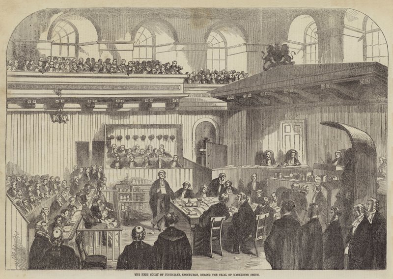 Het Hooggerechtshof van Justitie, Edinburgh, tijdens het Proces van Madeleine Smith door English School