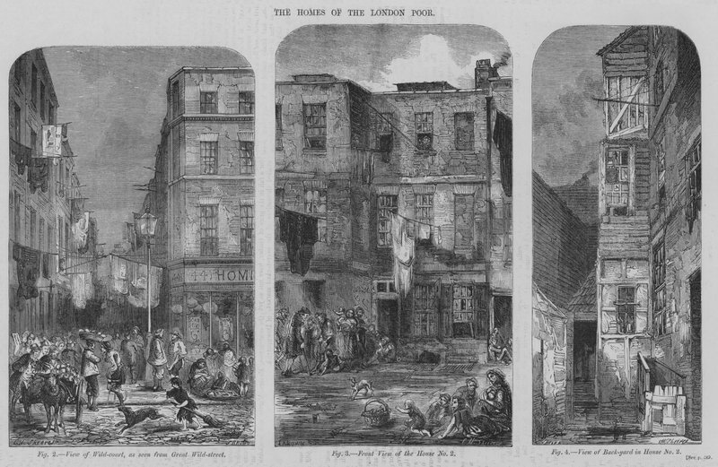 De Huizen van de Londense Armen (gravure) door English School