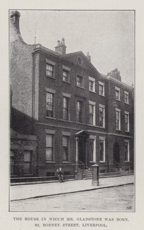 Het huis waarin Mr. Gladstone werd geboren, 62, Rodney Street, Liverpool door English School
