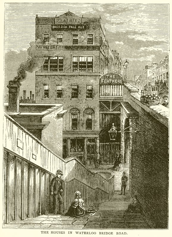 De Huizen in Waterloo Bridge Road door English School