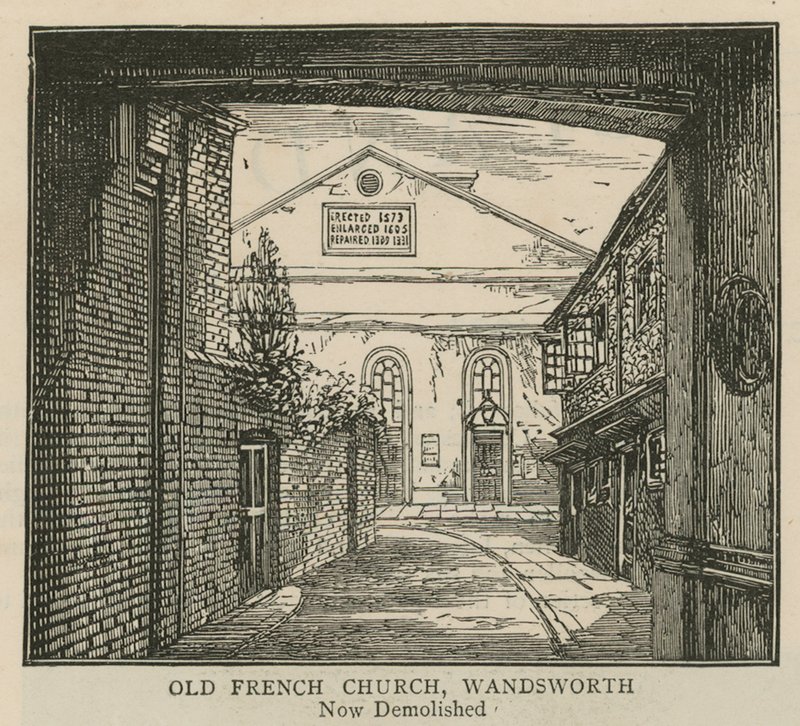 De Hugenoten in Engeland: Oude Franse kerk, Wandsworth door English School