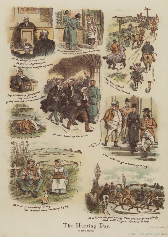 De jachtdag (chromolitho) door English School