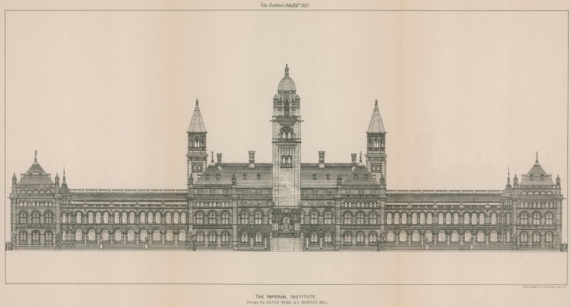 Het Imperial Institute: Ontwerp door Aston Webb en E Ingress Bell door English School