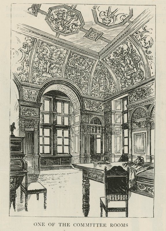 Het Imperial Institute: Een van de commissiekamers door English School