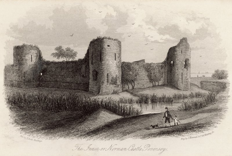 De binnenste of Normandische kasteel in Pevensey door English School