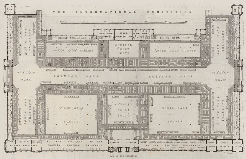 De Internationale Tentoonstelling, Plattegrond van de Galerijen door English School