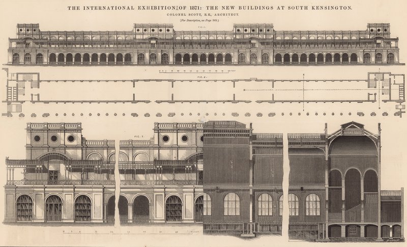 De Internationale Tentoonstelling van 1871 - de nieuwe gebouwen in South Kensington door English School