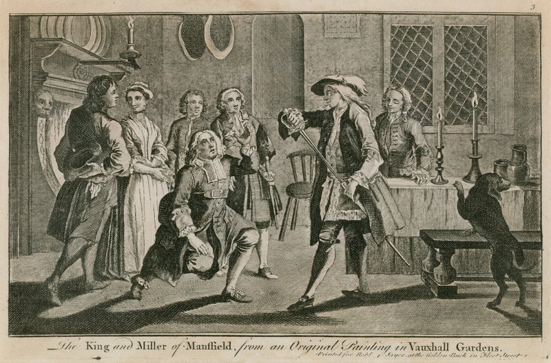 De koning en de molenaar van Mansfield naar een origineel schilderij in Vauxhall Gardens, Londen door English School