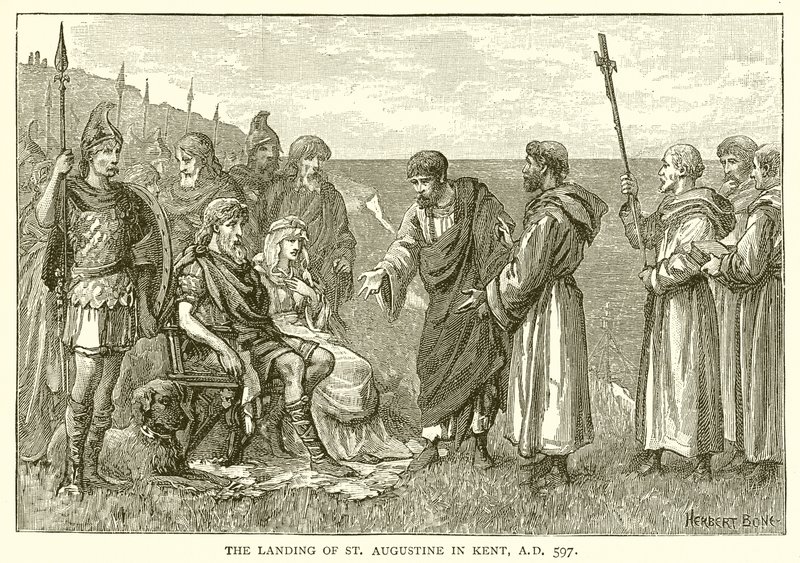 De landing van St. Augustinus in Kent, 597 n.Chr. door English School