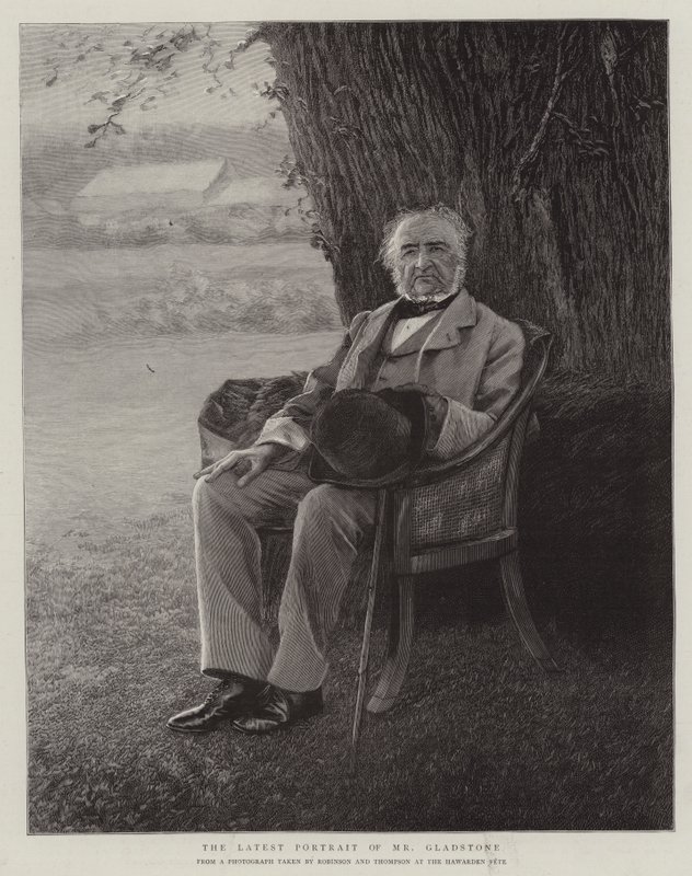 De nieuwste portretten van Mr Gladstone (gravure) door English School