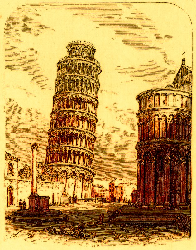 De Scheve Toren en Apsis van de Kathedraal, Pisa, illustratie uit The World as it Is door George Chisholm, gepubliceerd 1885 door English School