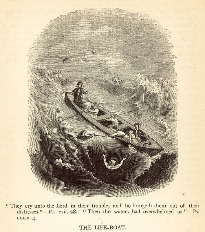 De reddingsboot (gravure) door English School