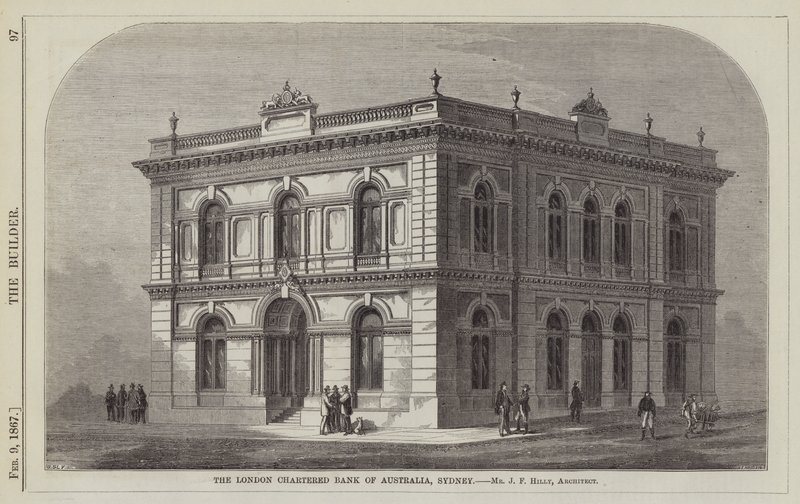 De London Chartered Bank of Australia, Sydney, Mr J F Hilly, Architect (gravure) door English School