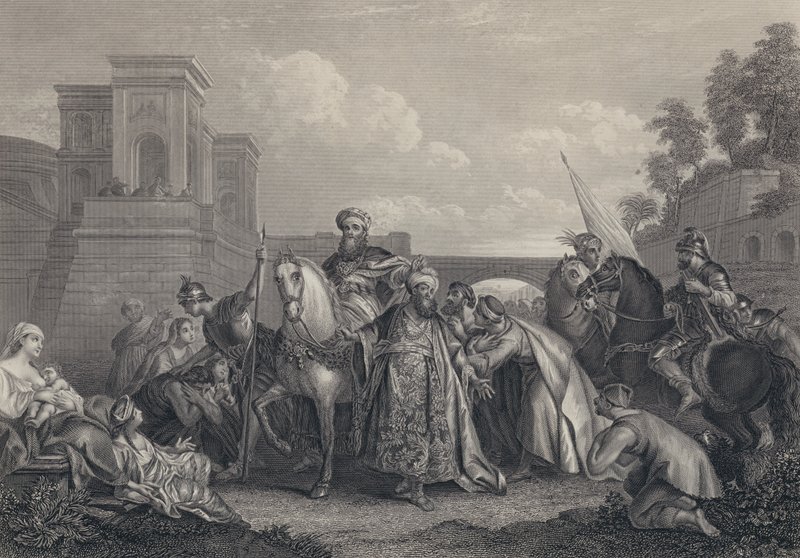 De man die de koning wil eren (gravure) door English School