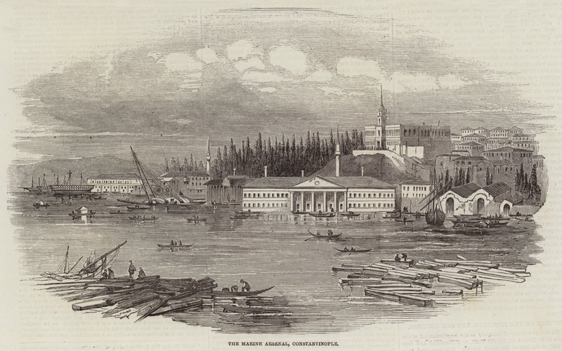 Het marinearsenaal, Constantinopel (gravure) door English School