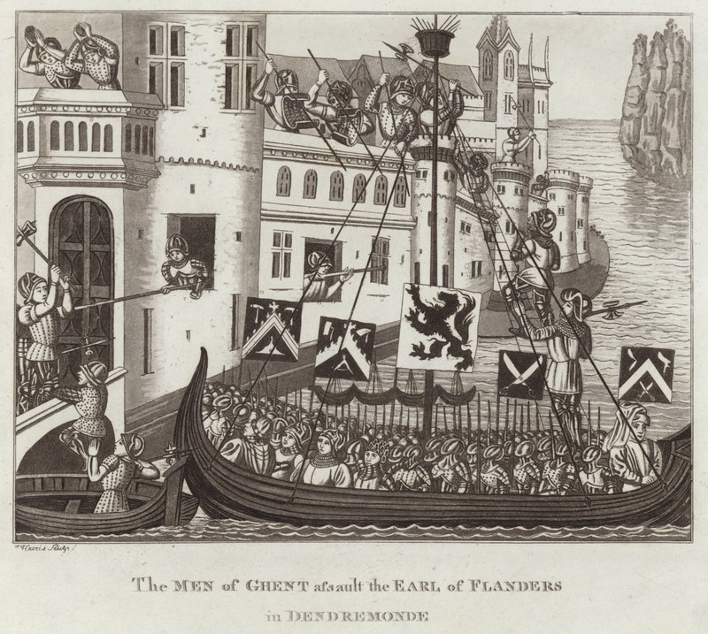 De Mensen van Gent vallen de Graaf van Vlaanderen aan in Dendermonde door English School