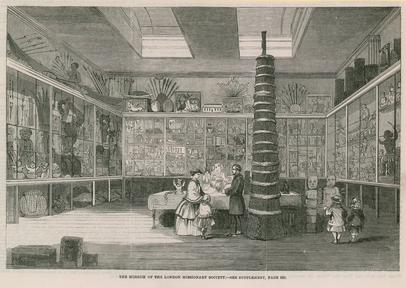 Het Museum van de London Missionary Society, op Bloomfield Street, gepubliceerd in de Illustrated London News, 25 juni 1859 door English School