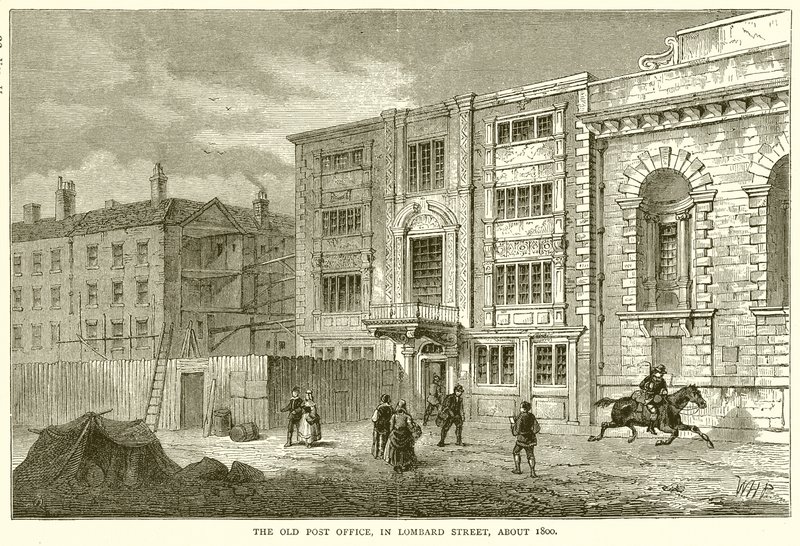 Het Oude Postkantoor, in Lombard Street, rond 1800 door English School