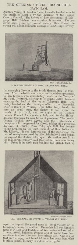 De opening van Telegraph Hill, Hatcham (gravure) door English School