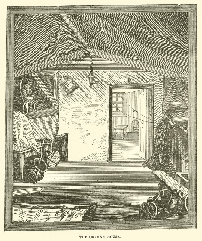 Het weeshuis (gravure) door English School