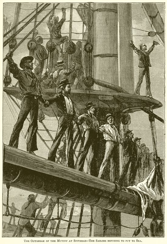 Het Uitbreken van de Muiterij bij Spithead--De Zeelieden Weigeren naar Zee te Gaan door English School