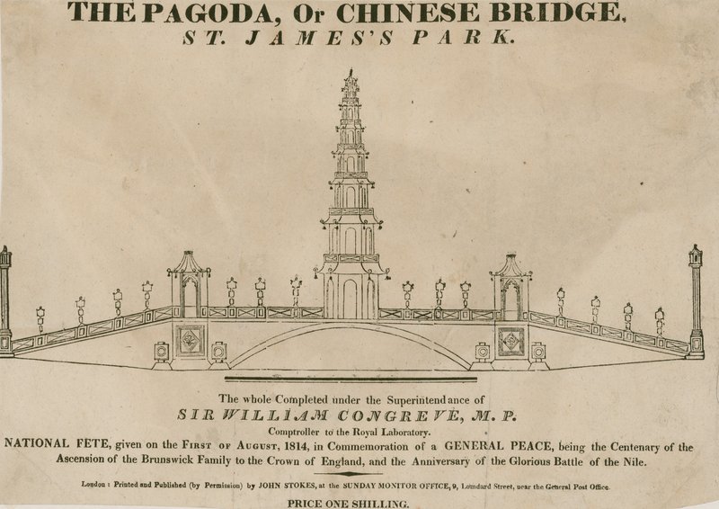 De Pagode, of Chinese Brug, St Jamess Park, Londen door English School