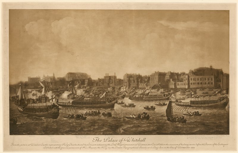 Het paleis van Whitehall, 1683 door English School