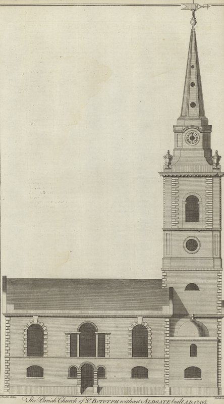 De parochiekerk van St Botolph zonder Aldgate, Londen door English School