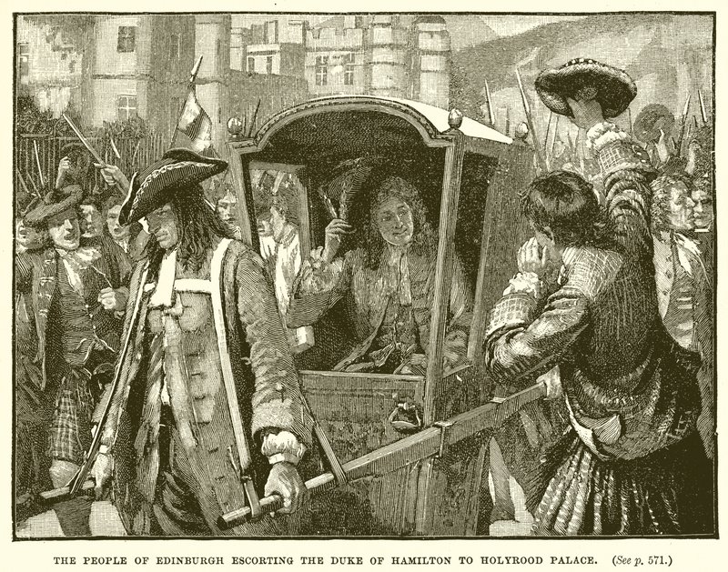 De Mensen van Edinburgh Begeleiden de Hertog van Hamilton naar Holyrood Palace door English School