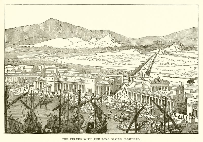 De Piraeus met de lange muren (gerestaureerd) door English School