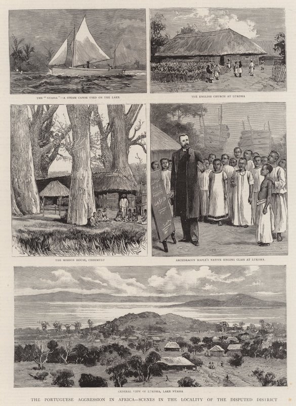 De Portugese agressie in Afrika, scènes in de omgeving van het betwiste district door English School