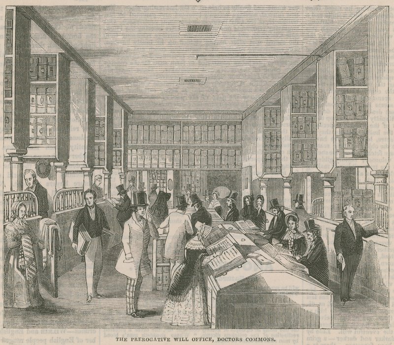 Het Prerogative Testamentenbureau, Doctors Commons, Londen door English School