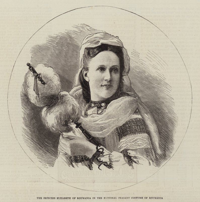 De Prinses Elizabeth van Roemenië in de Nationale Boerenkostuum van Roemenië door English School