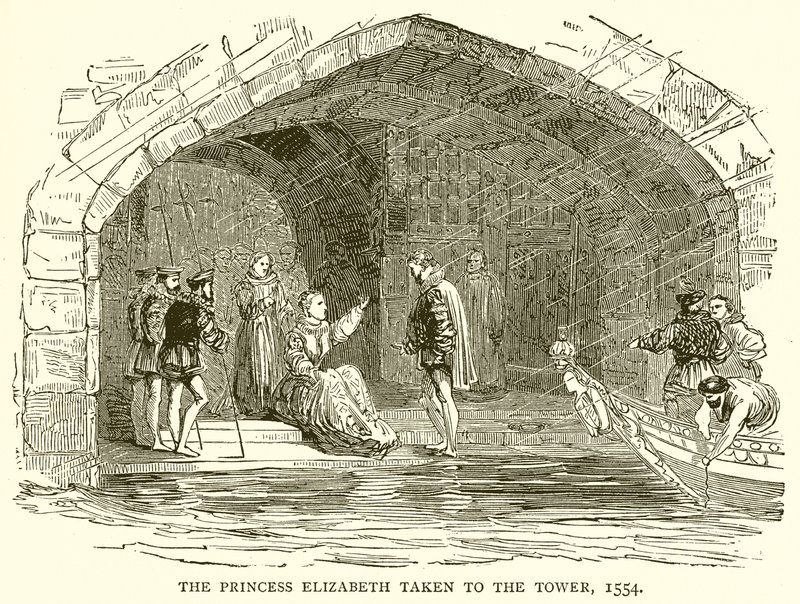 De prinses Elizabeth naar de Tower gebracht, 1554 door English School