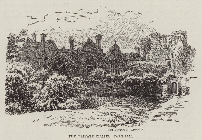 De privékapel, Farnham (gravure) door English School