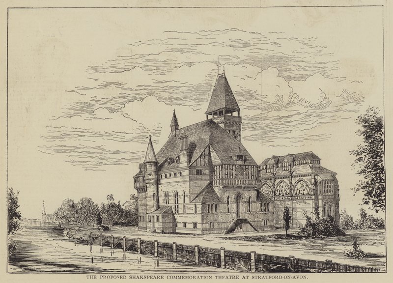 Het Voorgestelde Shakspeare Herdenkingstheater in Stratford-on-Avon door English School