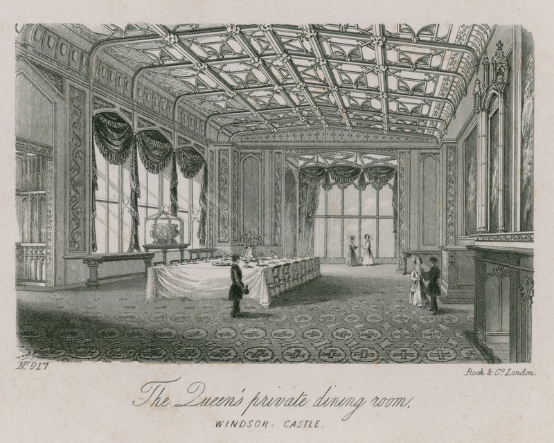De privé-eetkamer van de koningin in Windsor Castle door English School