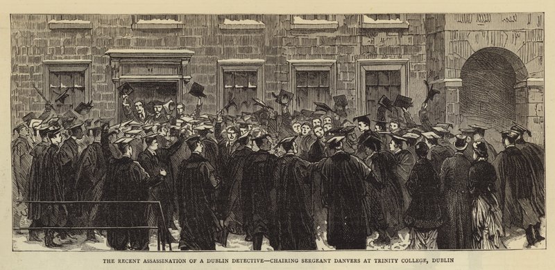 De recente moord op een Dublinse detective, het dragen van Sergeant Danvers bij Trinity College, Dublin door English School