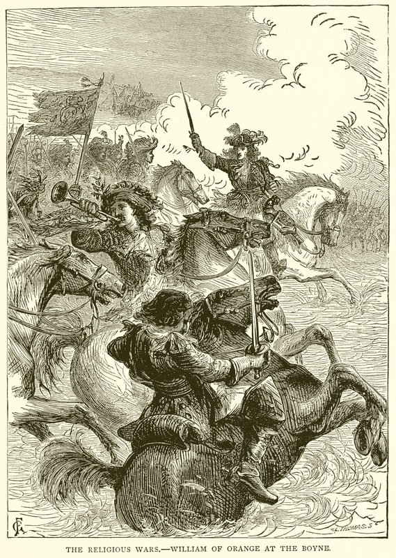 De religieuze oorlogen.--Willem van Oranje bij de Boyne door English School