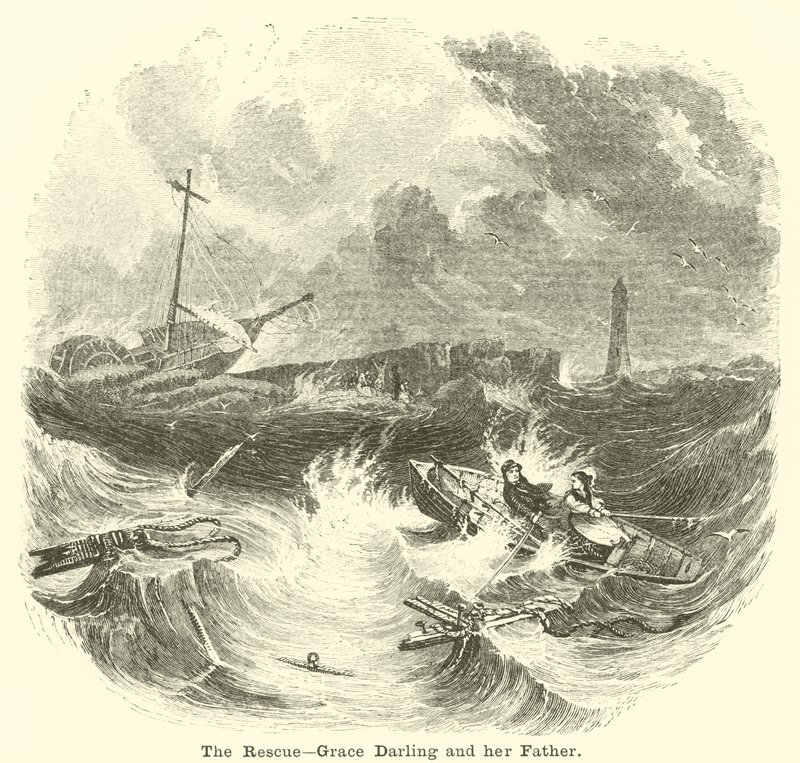 De redding, Grace Darling en haar vader door English School