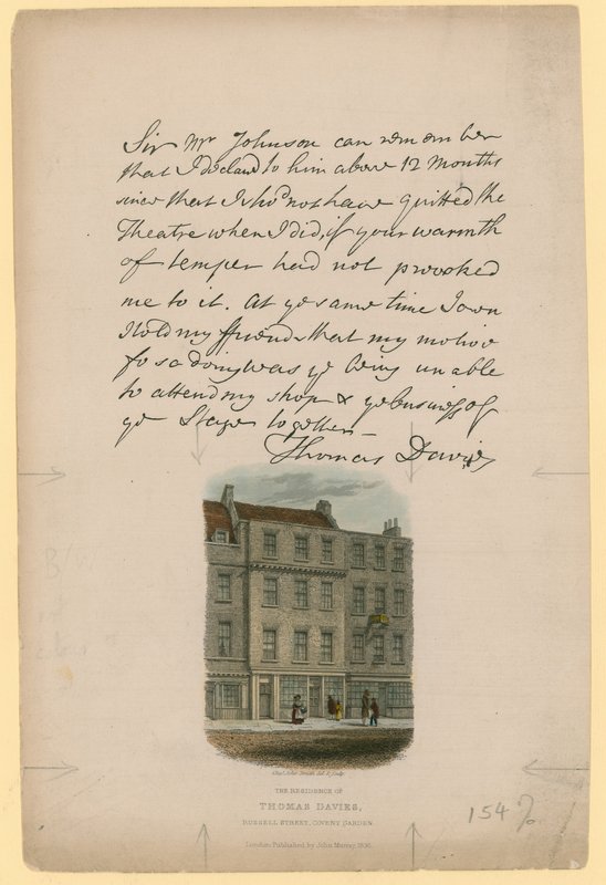 De residentie van Thomas Davies, Russell Street, Covent Garden, Londen door English School