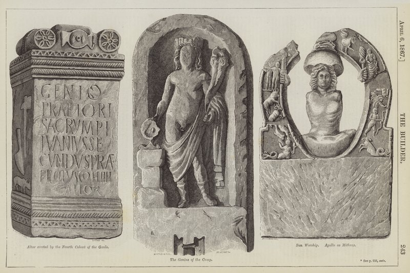 De Romeinse Muur en Romeinse Kunst in Groot-Brittannië (gravure) door English School