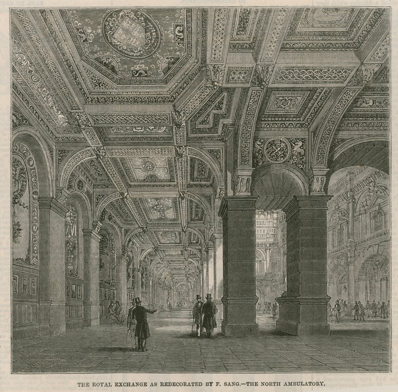 De Royal Exchange zoals heringericht door F Sang - de noordelijke wandelgang door English School
