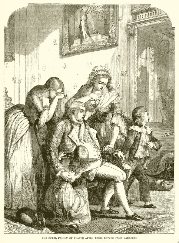De koninklijke familie van Frankrijk na hun terugkeer uit Varennes door English School