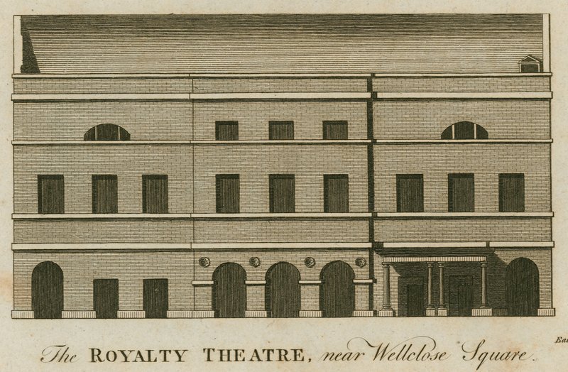 Het Royalty Theater, Well Street, Wellclose Square, Londen door English School