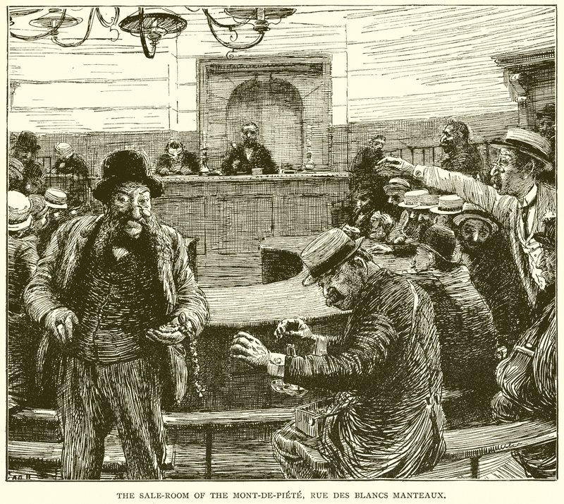 De Verkoopzaal van de Mont-de-Piete, Rue des Blancs Manteaux door English School