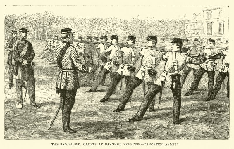 De Sandhurst Cadetten bij Bajonet Oefening door English School