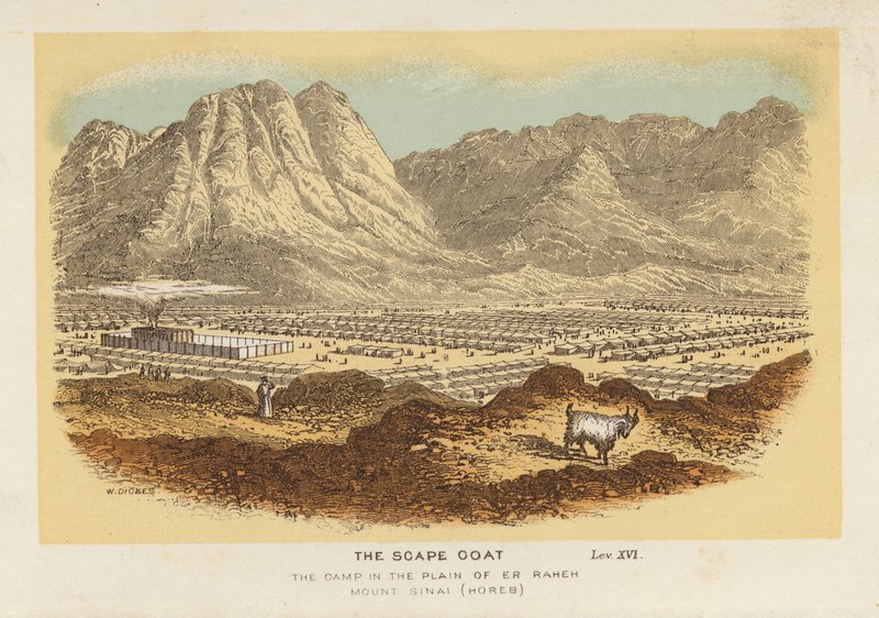 De Zondebok, het Kamp in de Vlakte van Er Raheh Berg Sinaï, Horeb door English School